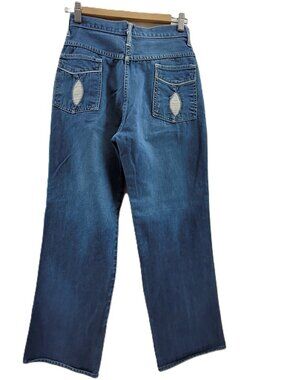 Rare Vintage Jeans Womens 25 Blue Denim Pockets Heart Patch High Rise 70s 80s